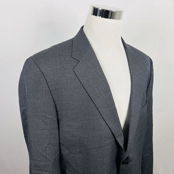 Joseph Abboud 44R Sport Coat Wool Silk Houndstooth Gray Blue Two Button - Picture 1 of 8